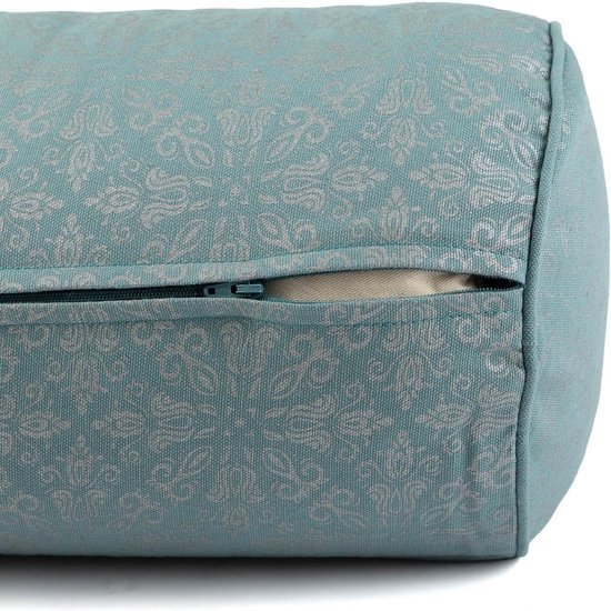 Yoga Bolster Rond - Yogakussen Steunrol - Ondersteuning Yoga - Afneembare Katoenen Hoes - Ø 23 cm - Raja/Mineral Blue — afbeelding 4