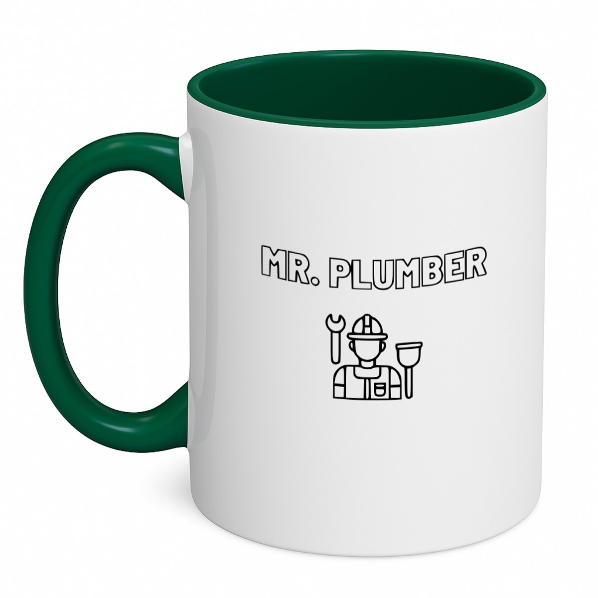 Hacebo® - Loodgieter MR. plumber koffiebeker donker groen - Loodgieter - Familie vrienden collega - thee mok - koffie beker - Cadeau - koffiemok - 350 ML inhoud