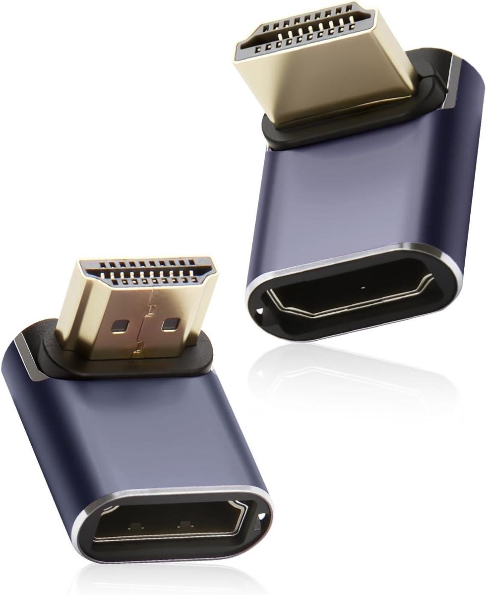 HDMI Adapter - Hoekadapter HDMI - Beeldkwaliteit Verbeteren - 90 Graden Hoek - 2 Stuks - Zwart