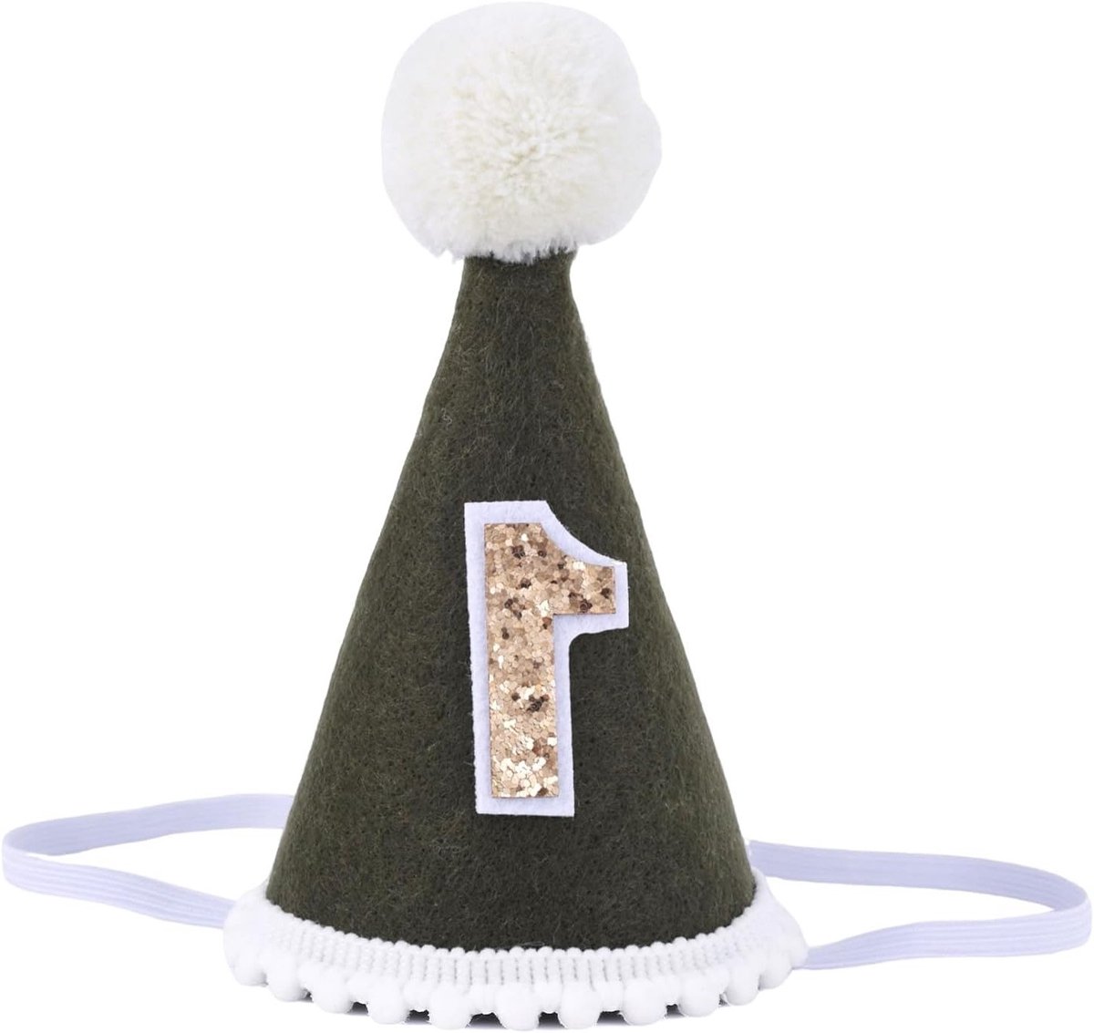 Diepe Groene Verjaardagsmuts voor Baby met Pompon - Bos Thema Feestdecoraties voor Jongens en Meisjes, Perfect voor Foto Props en Taart Smash