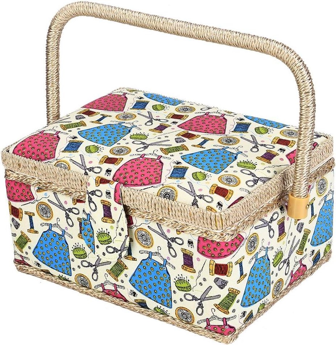 Naaimand - Opbergdoos - Naaigerei Opbergen - Dubbellaags Interieur - 25 x 18 x 12.5 cm - Grijs
