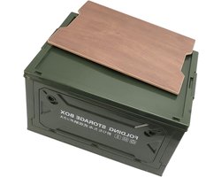 Camping Opbergdoos - Kampeerbox Opbergkist - Buiten Spullen Opbergen - Stapelbaar met Houten Deksel - 50L - Groen