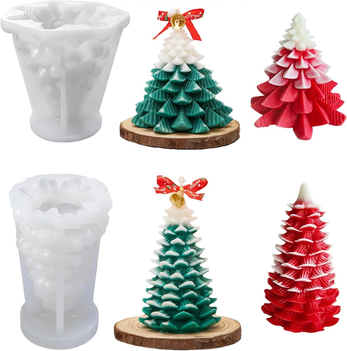 2 Stuks Kaarsvormen voor Kerstboom, 3D Kaarsen voor Kerstdecoratie, DIY Kaarsen en Chocolade Maken, Creatieve Decoratie Accessoires