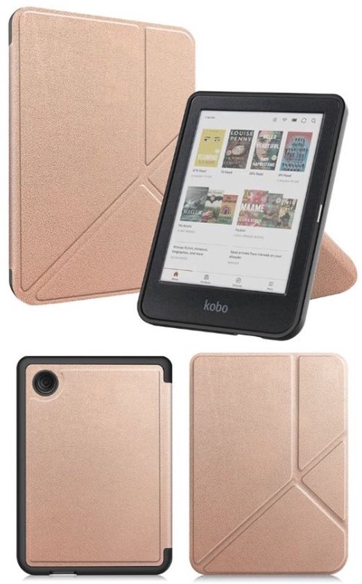 Hoes geschikt voor Kobo Clara BW - E-reader hoesje - Bookcase cover - Beschermhoes - Trifold - Tablet case - Rosé goud - Jonyx — afbeelding 3