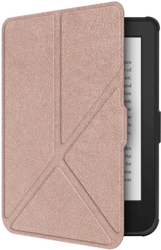 Hoes geschikt voor Kobo Clara BW - E-reader hoesje - Bookcase cover - Beschermhoes - Trifold - Tablet case - Rosé goud - Jonyx — afbeelding 2