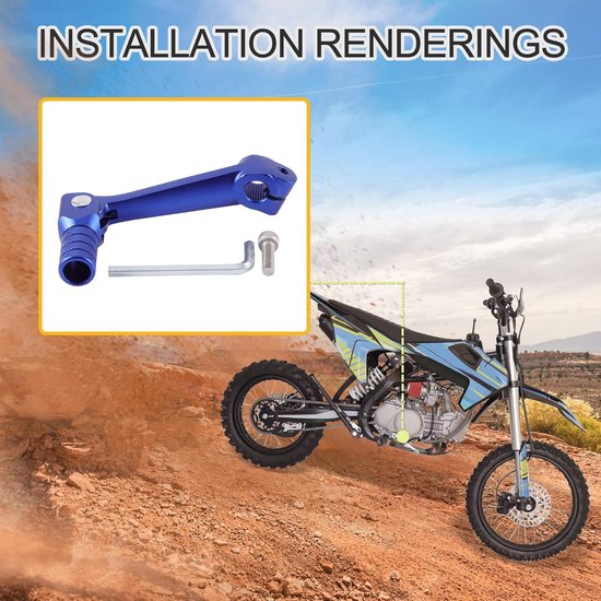 CNC Schakelhendel - Vouwbare Versnellingspook - Motoronderhoud - Anti-slip Groove Ontwerp - 12mm Montagegat - Blauw van CNC — afbeelding 2
