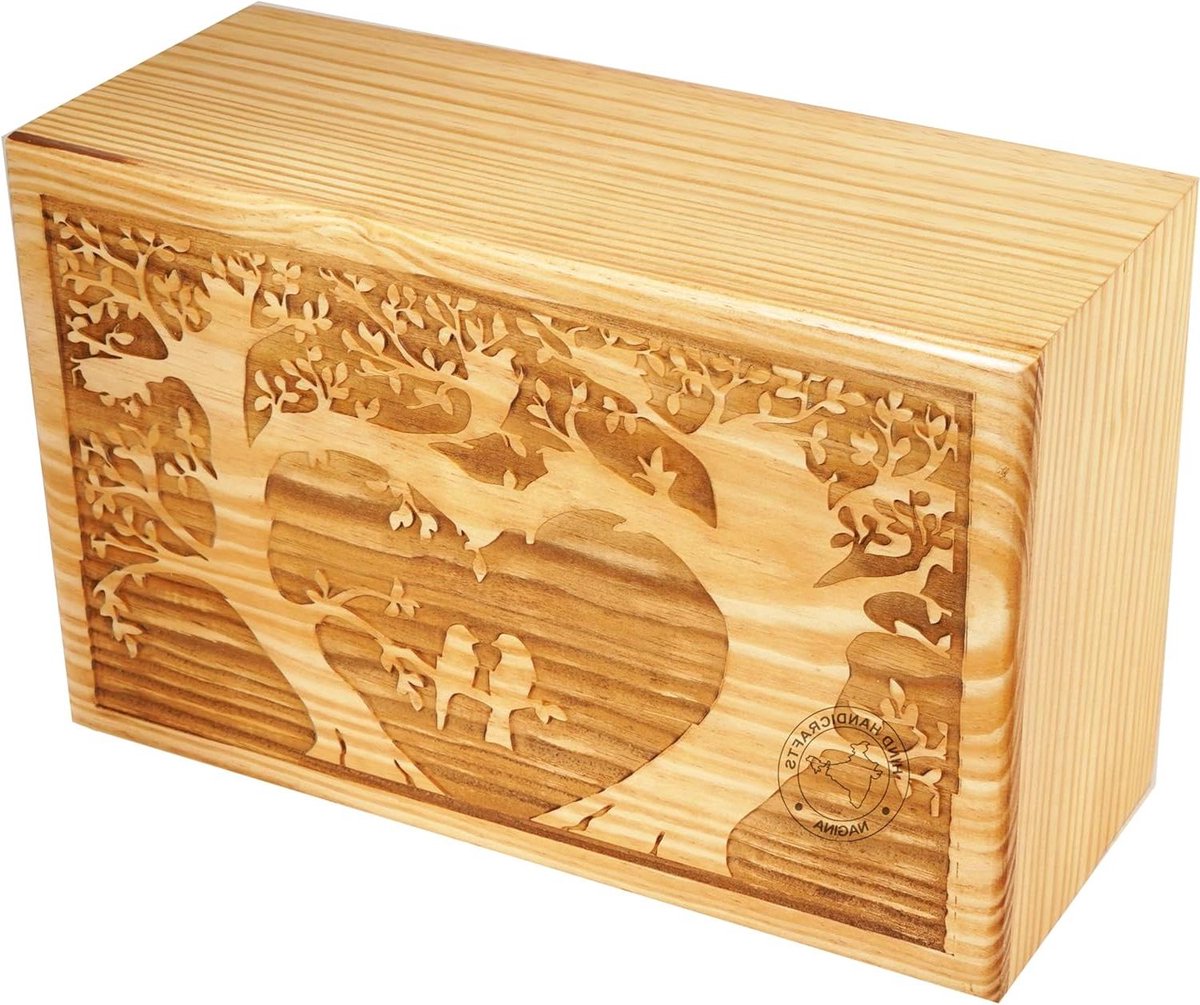 Houten Crematie Urn - As Urn Doos - Herdenkingsplek Creëren - 100% Handgemaakt Hout - 250 Kubieke Inch - Natuurlijk