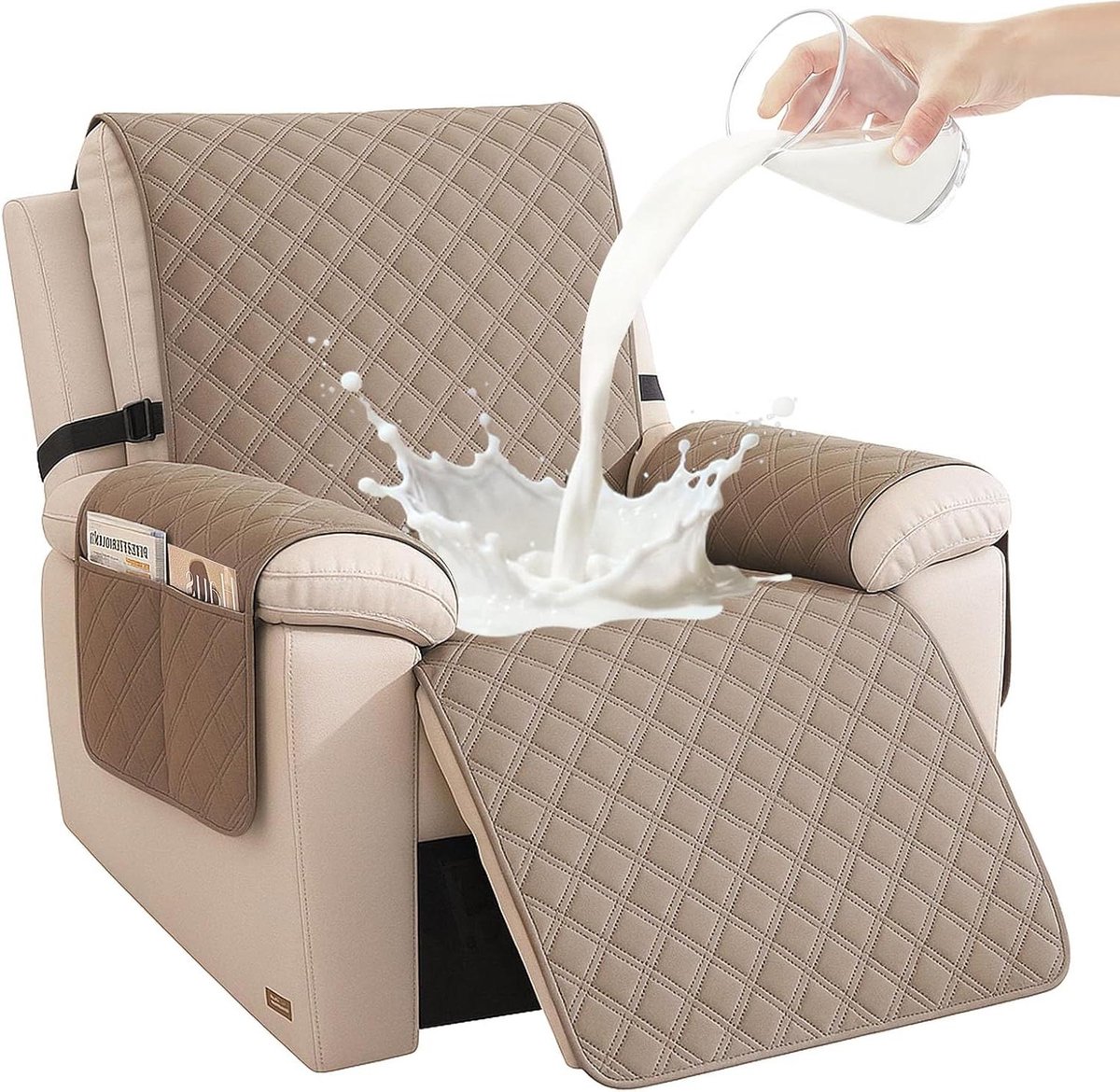 Stoelbescherming 1-zits - Stoelhoes Fauteuil - Meubels Beschermen - Waterdicht Antislip - Groot - Lichtbruin