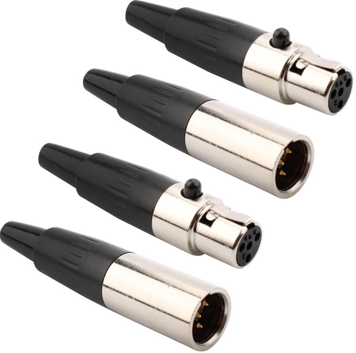 XLR Connectoren - Microfoon Plug - Audio Verbindingen - Mini XLR 4 Pin - 2 Sets - Zwart