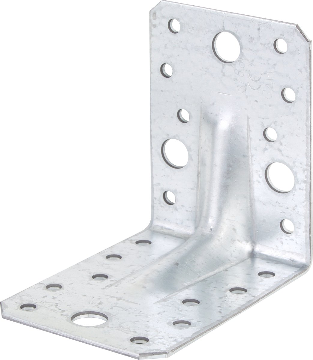 Alberts 329730 hoekanker extra sterk met rib | sendzimir verzinkt | 90 x 90 x 65 mm | set van 24