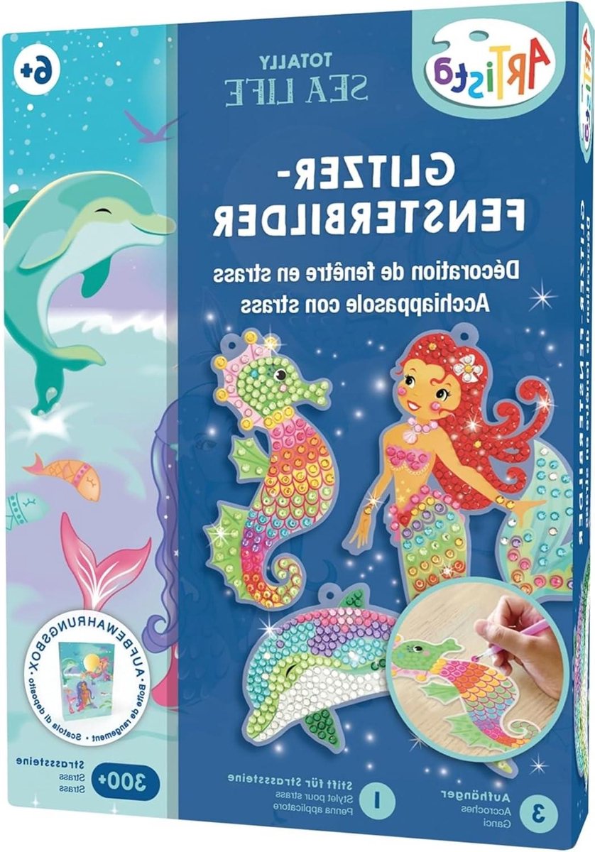 Glitter Raamafbeeldingen - Knutselset Raamdecoratie - Kinderen Knutselen - Trendy Onderwater Motieven - Klein tot Middelgroot - Onderwaterwereld