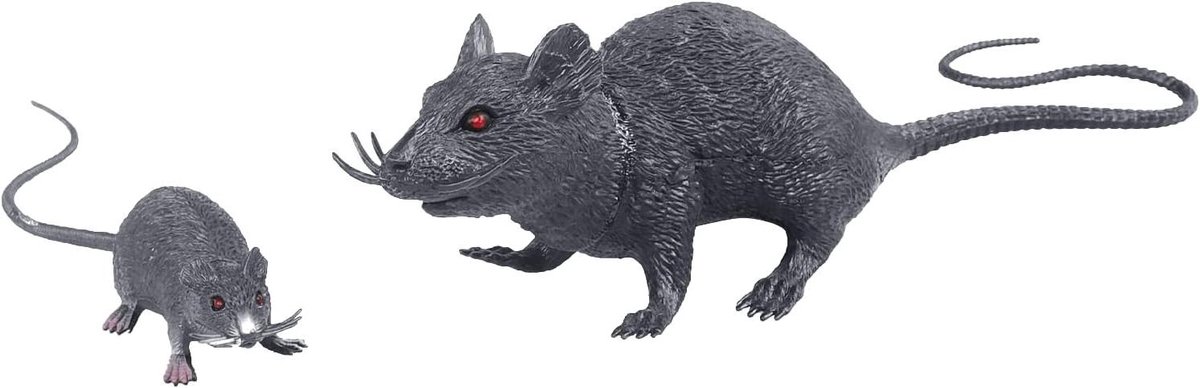Nep Ratten - Grap Speelgoed - Halloween Decoratie - Realistisch Ontwerp - Kleine Maat - Grijs