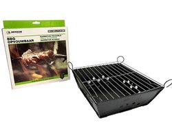Opvouwbare barbecue 25 x 25 x 11,5 cm - Houtskoolbarbecue - BBQ met ventilatiegaten - 25 x 25 x11,5 cm - Lichtgewicht constructie van staal - Ideaal voor Tuin , Park of Vakantie