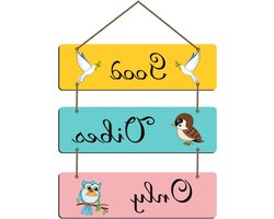 Webelkart®  Decoratief Good Vibes Only Wanddecoratie voor woonkamer, slaapkamer, woondecoratie, geschenken, citaten, decoratie, hal, MDF-wandsculptuur, set van 3
