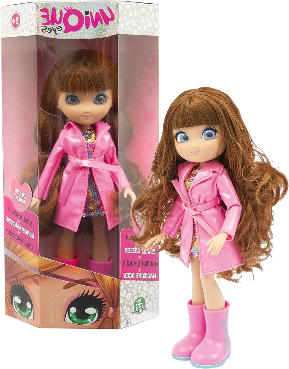 UNIQUE Eyes, Collectie Girly, 25 cm grote pop – Sophia, met hun blik die je uit de ogen volgt, met kleding, speelgoed voor kinderen vanaf 3 jaar, GIOCHI PREZIOSI, MYM123