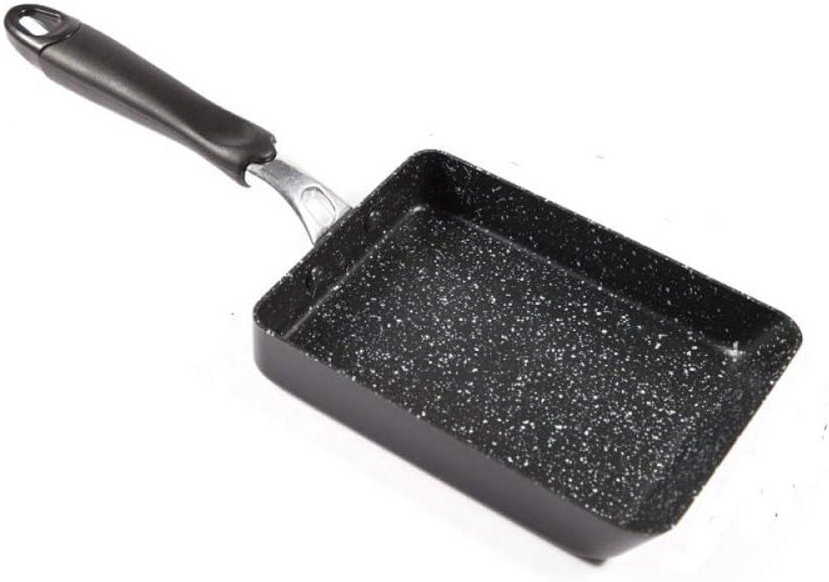 Omelet Pan - Tamagoyaki Pan Eierpan - Ontbijt Maken - Maifanite Steen Coating - 18x15 cm - Zwart