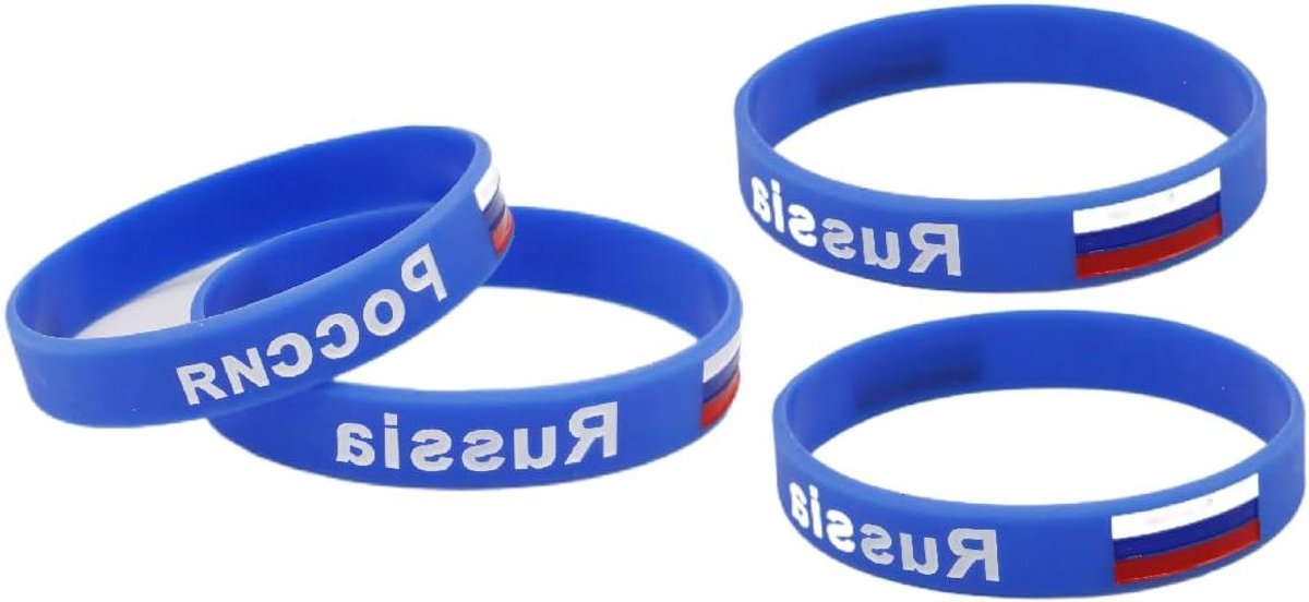 Russische Vlag Armbanden - Sport Polsbanden - Patriottisch Accessoire - Set van 4 stuks - 20 cm - Wit Rood Blauw