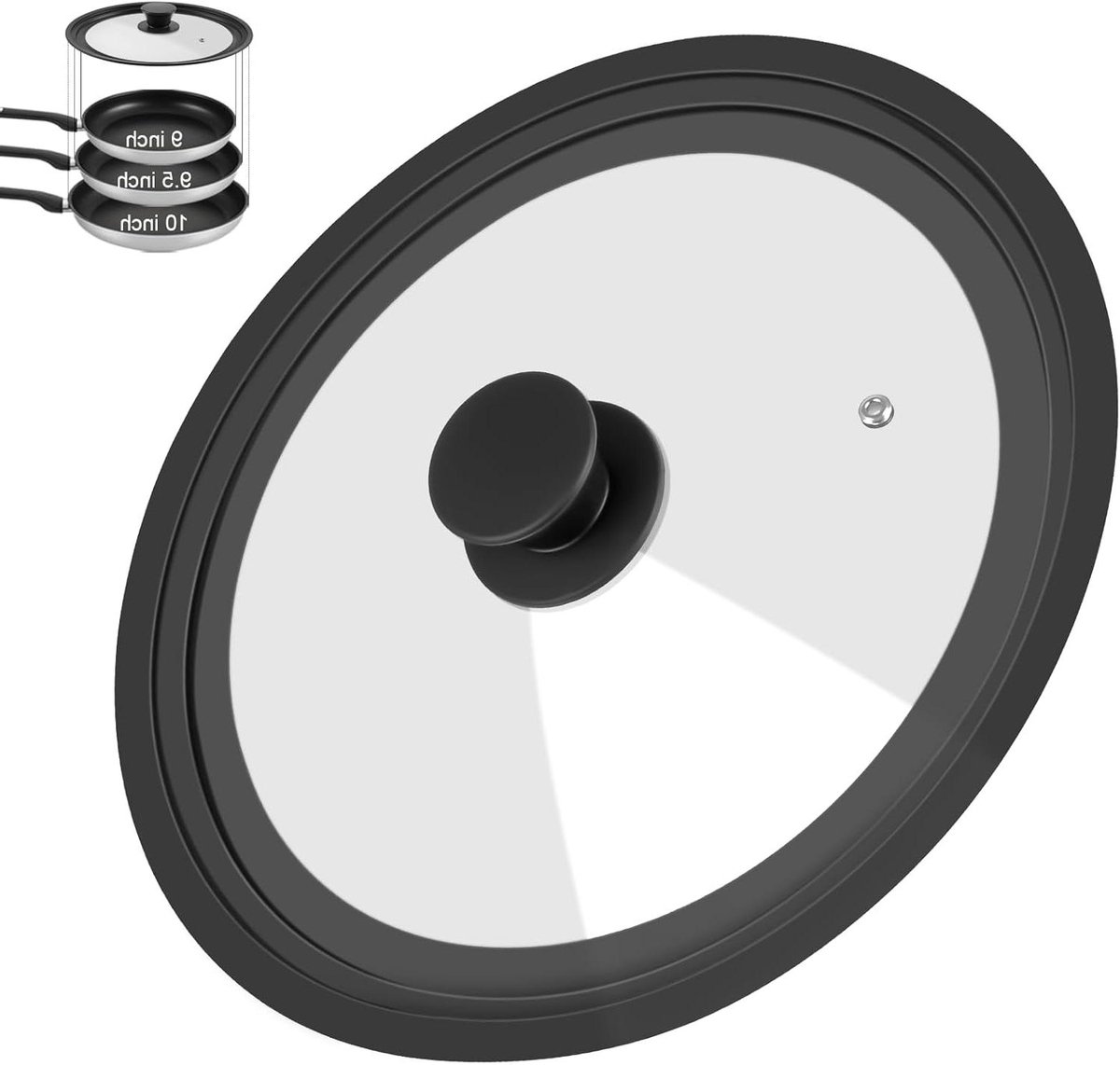 Universeel Deksel - Pannen Deksel - Koken - Gehard Glas - 25 cm - Zwart