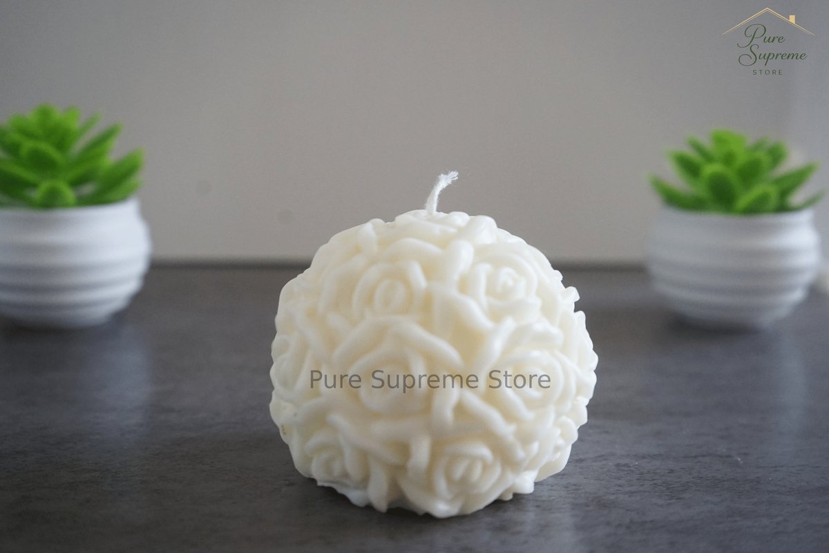 Decoratie kaars rozenbol medium | Handgemaakt