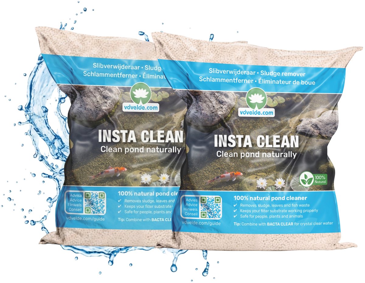vdvelde.com - INSTA CLEAN vijverslib verwijderaar tot 20.000L - Slib afbreken zonder vijverstofzuiger - Voor helder water en een gezonde vijver - Natuurlijke bacteriën