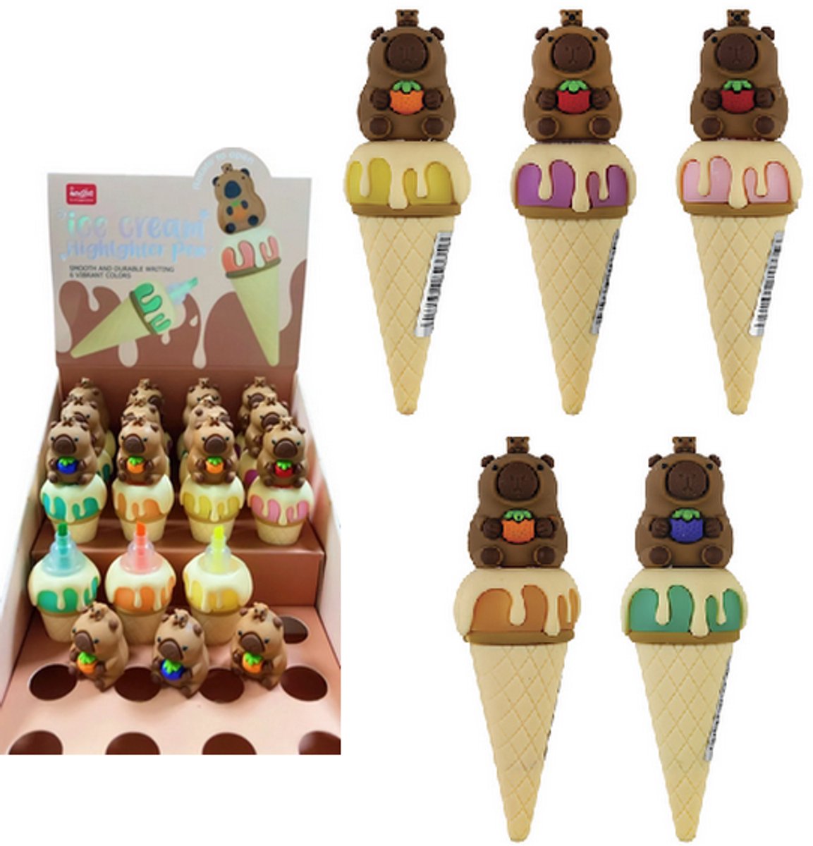 Centrum markeerstiften Capybara 24 stuks kleurrijke markers.