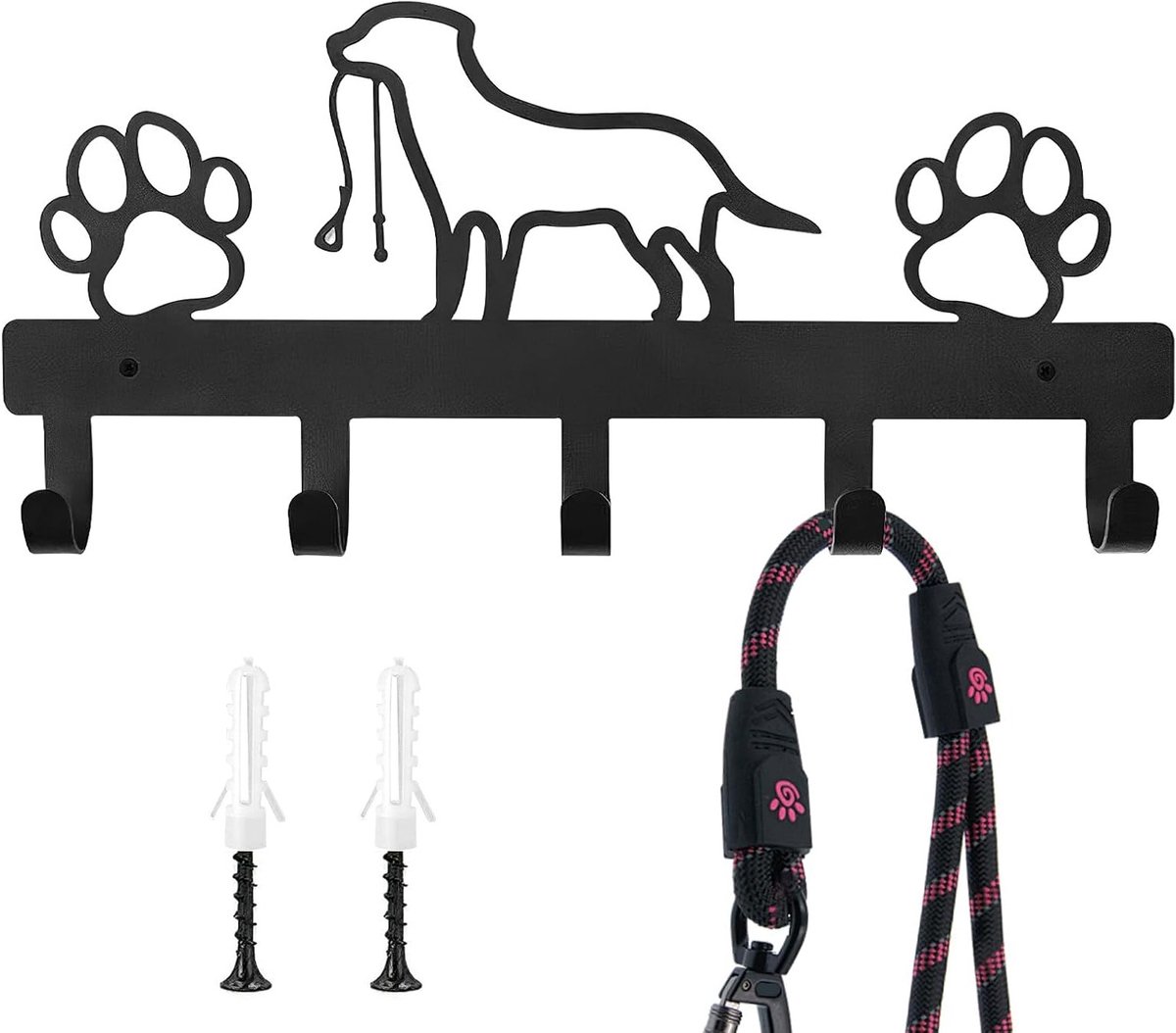 Hondenkledingkast met 5 Haken, Sleutelhanger en Leash Houder voor Hondenaccessoires, Tassen en Kleding