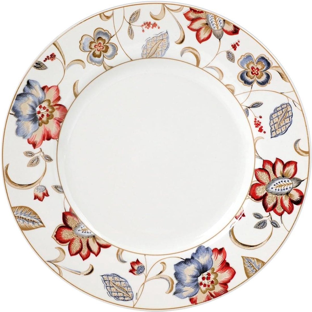 Servies Plaat - Eetbord Rond - Maaltijd Serveren - Bloemen Decoratie - 27 cm - Wit