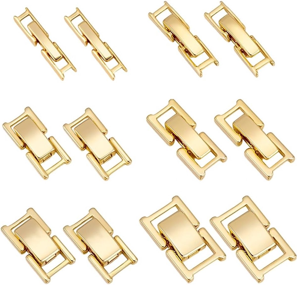 12 Stuks 24K Goud Geplateerde Vouwsluitingen in 6 Stijlen voor Horlogebanden, Sieraden Extenders en DIY Sieraden Creaties