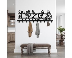 Wandkapstok Muziek - Muurhanger Haken - Jassen Ophangen - Metalen Muziekdesign - 60 cm - Zwart