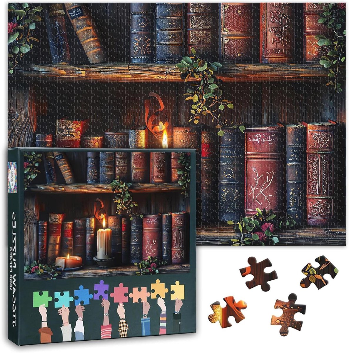 Puzzel 1000 Stukjes - Volwassen Puzzel - Ontspannen Thuis - Vintage Boeken Decor - 70 x 50 cm - Meerkleurig