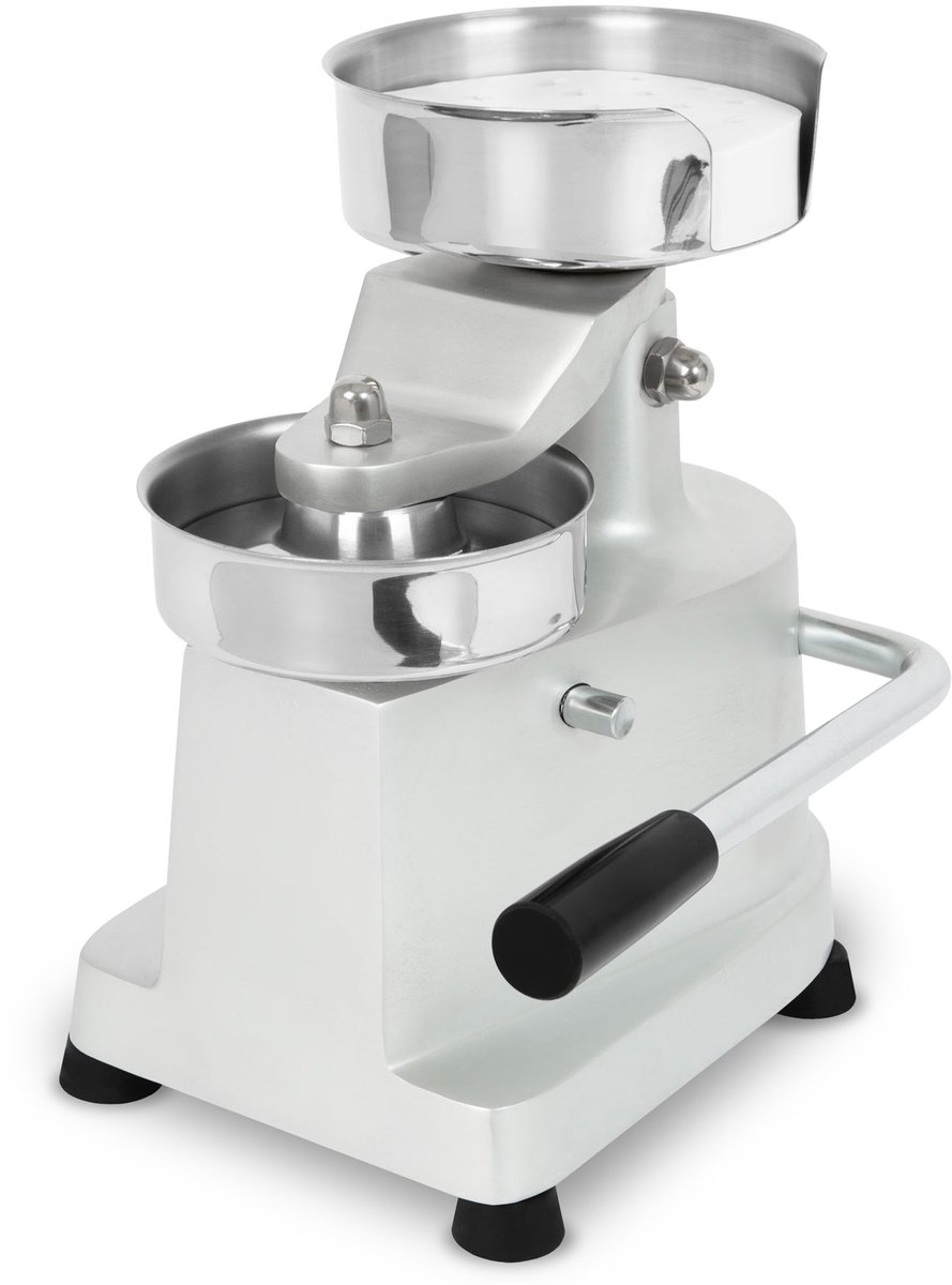 VERTES Hamburgerpers, roestvrijstalen hamburgerpers, professionele productie van hamburgers met een diameter van 13 cm, soepel werkend hefboommechanisme, stevige rubberen voetjes, inclusief 500 scheidingsvellen