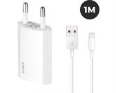 Oplader geschikt voor Apple iPhone 14/13/12 en iPad - inclusief USB naar Lightning oplaadkabel 1 meter - wit - WiseQ