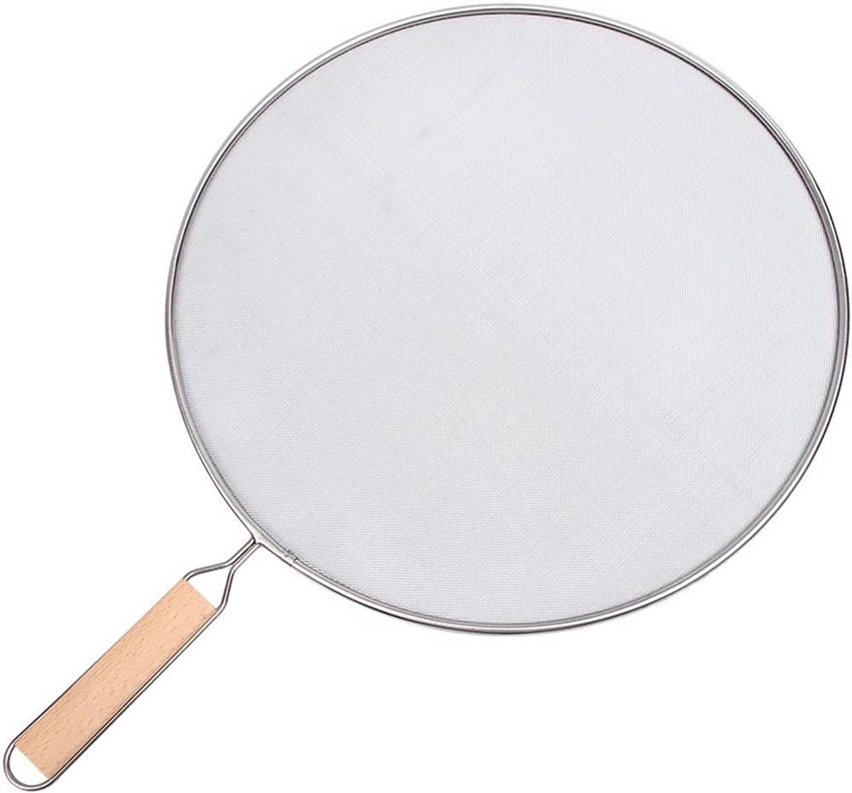 Spatdeksel Koekenpan - Vet Spatscherm - Schoon Koken - Fijn Gaas - 33 cm - Zilver