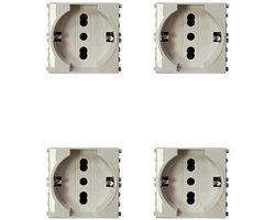 Schuko Stopcontacten - Wandcontacten 2P+T - Elektrificatie Thuis - Compatibel met Vimar Plana - 4 stuks - Wit