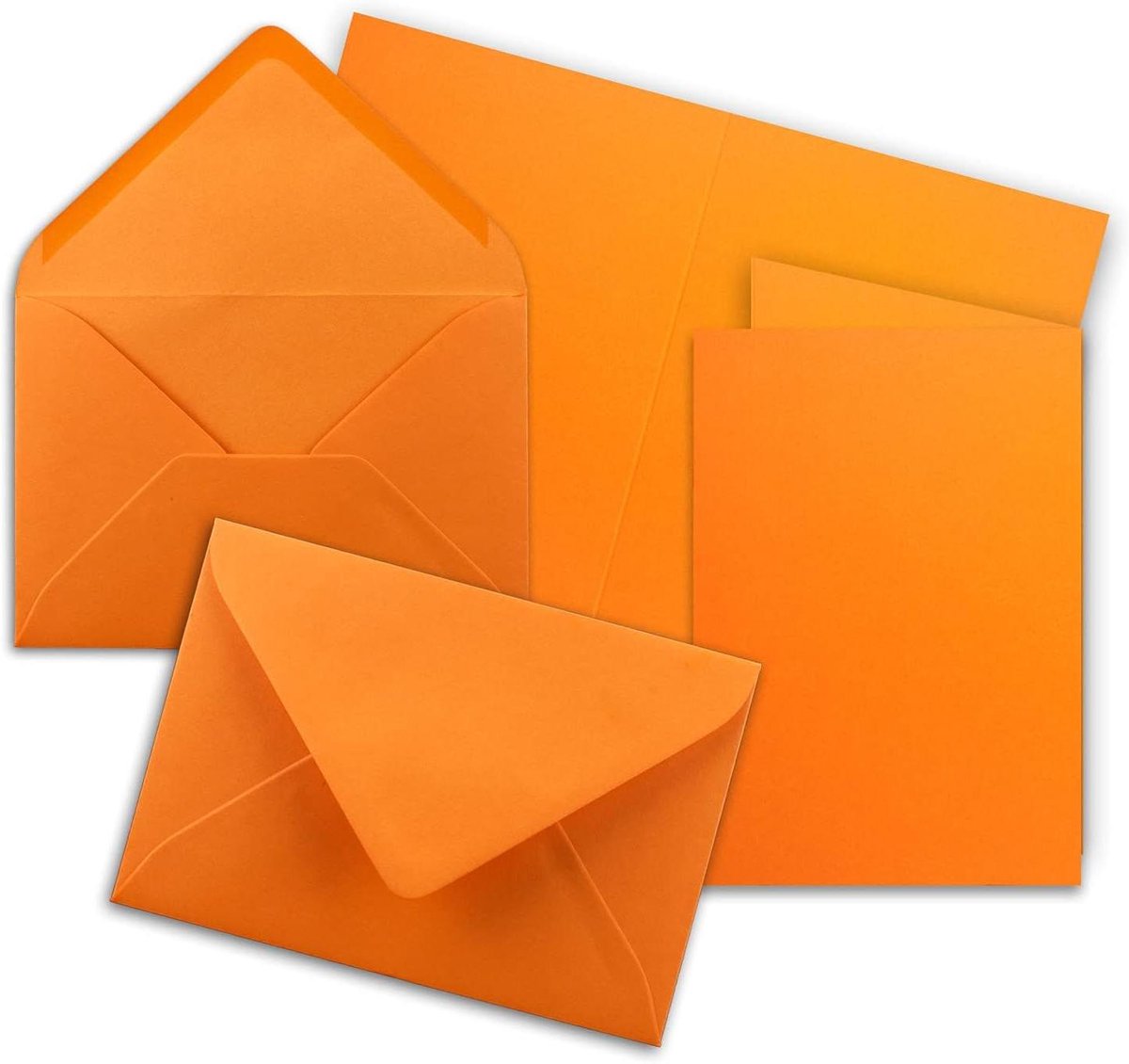 DIN B6 vouwkaarten - Dubbele kaarten set - Wenskaarten versturen - Geleverd met enveloppen - 115 x 170 mm - Oranje