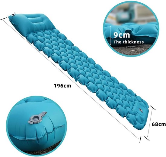 Camping Matras - Opvouwbaar Matras - Vouwmatras - Camping Matje - Slaapmat - Logeer Matras - Luchtmatras - Kampeer Matras - Camping Bedje - 196 x 68 x 9 cm - Blauw - van Imperatoris van Camping — afbeelding 3