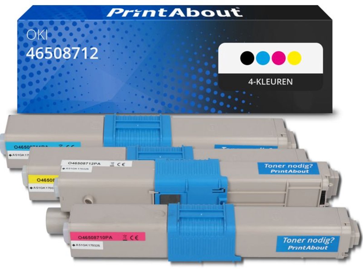 PrintAbout huismerk Toner 46508712 4-kleuren Multipack geschikt voor OKI