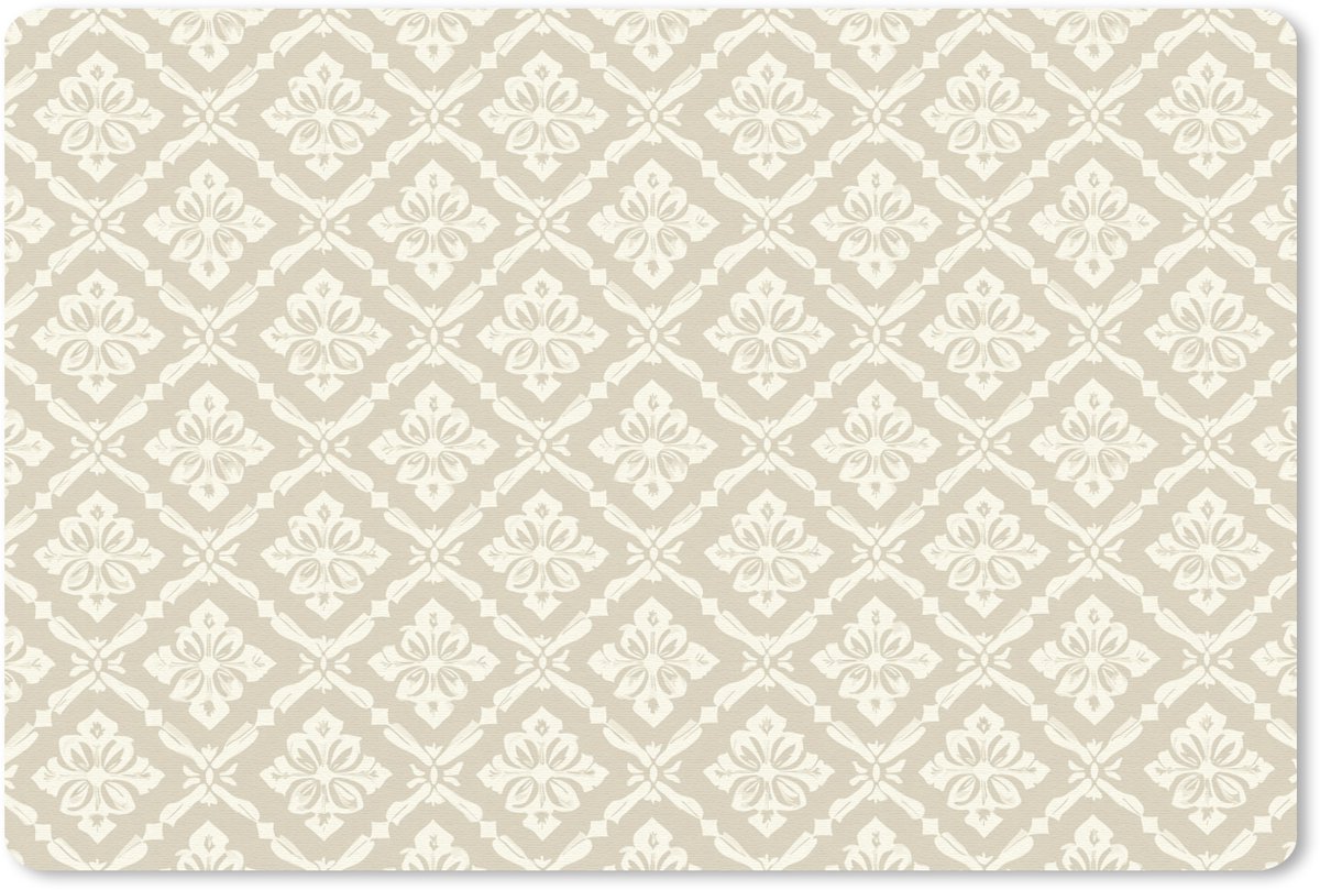Muismat 13x8 cm - Mousepad Floraal - Ornament - Beige - Muismatten
