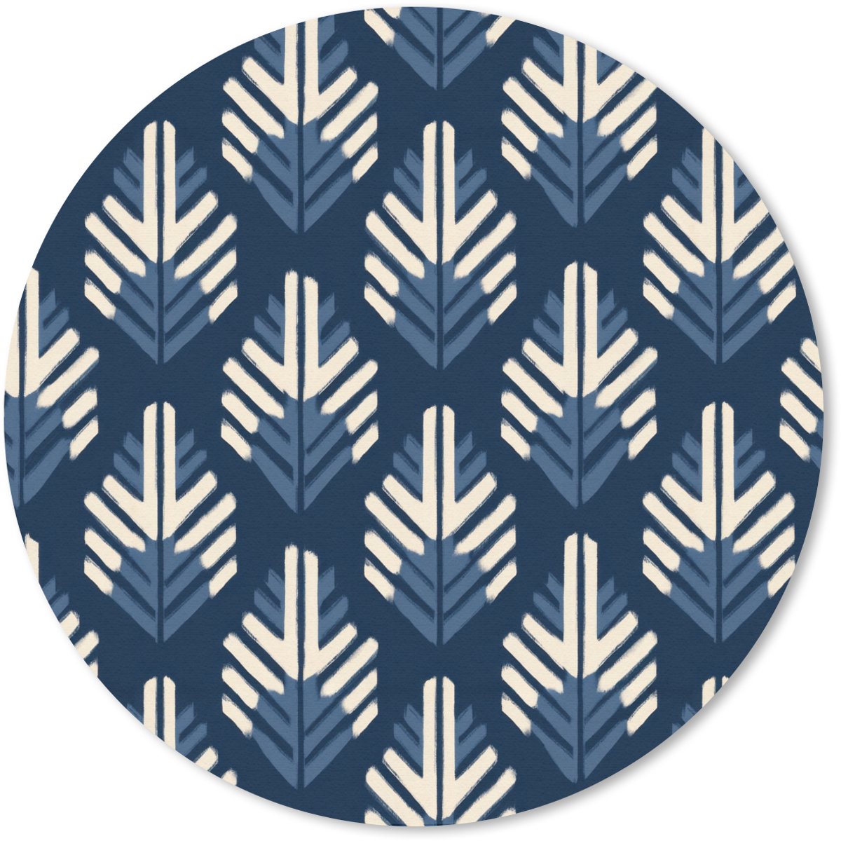 Muismat rond 50x50 cm - Mousepad Modern - Patroon - Blauw - Ronde muismatten