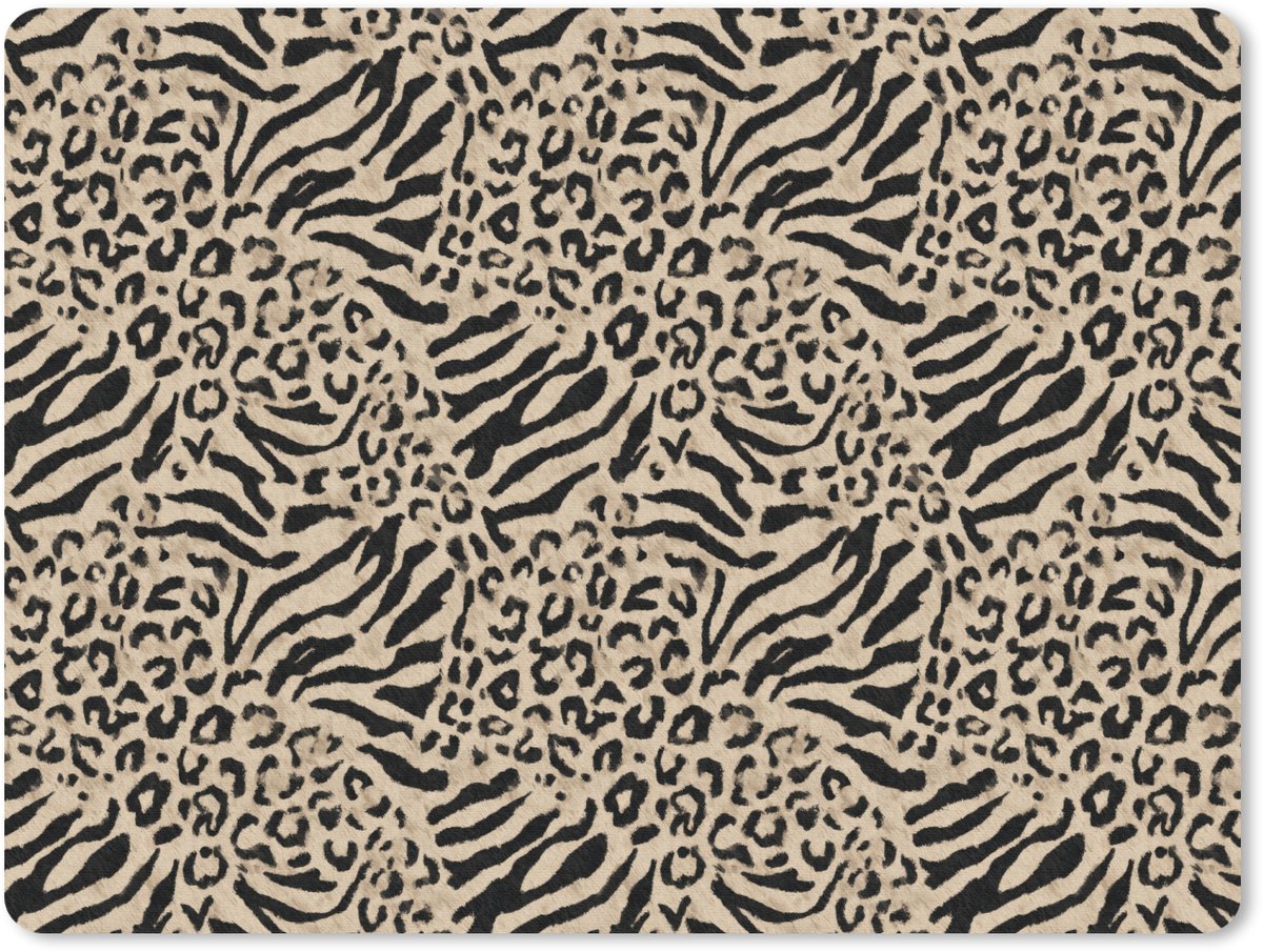 Muismat 12x10 cm - Mousepad Giraf - Zebra - Motief - Bruin - Muismatten