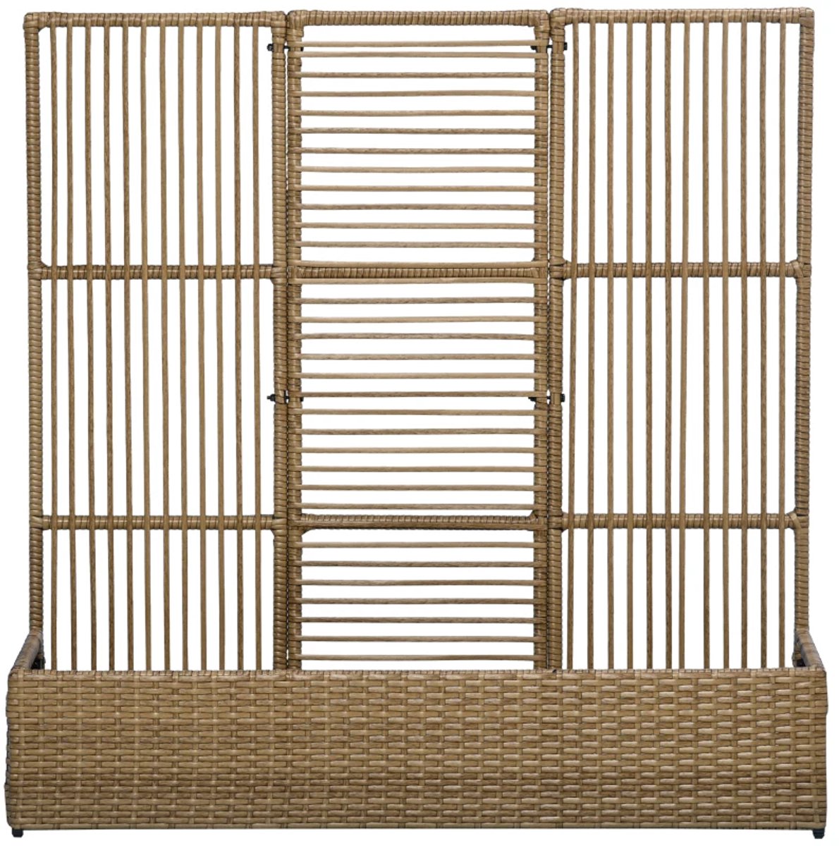 Plantenbak met Klimrek - Verhoogd Bloembak - Tuinrek - Tuinbed - Plantenrek - Tuinbak - voor Bloemen, Fruit, Groenten & Kruiden - Weerbestendig - Polyrattan - 103 x 29 x 103 - Zandkleur