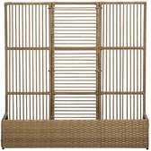 Plantenbak met Klimrek - Verhoogd Bloembak - Tuinrek - Tuinbed - Plantenrek - Tuinbak - voor Bloemen, Fruit, Groenten & Kruiden - Weerbestendig - Polyrattan - 103 x 29 x 103 - Zandkleur