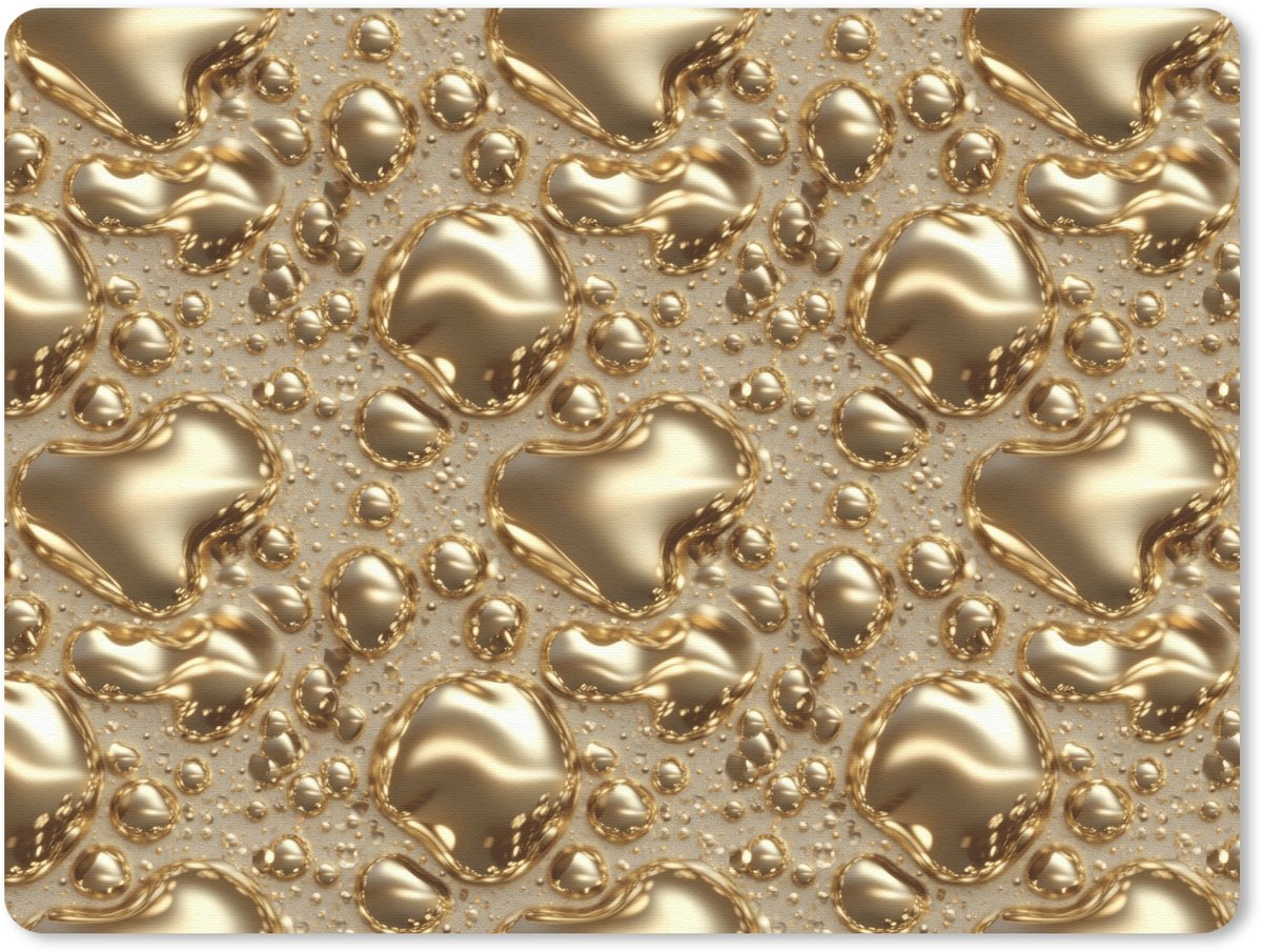 Muismat 12x10 cm - Mousepad Druppels - Organisch - Goud - Muismatten