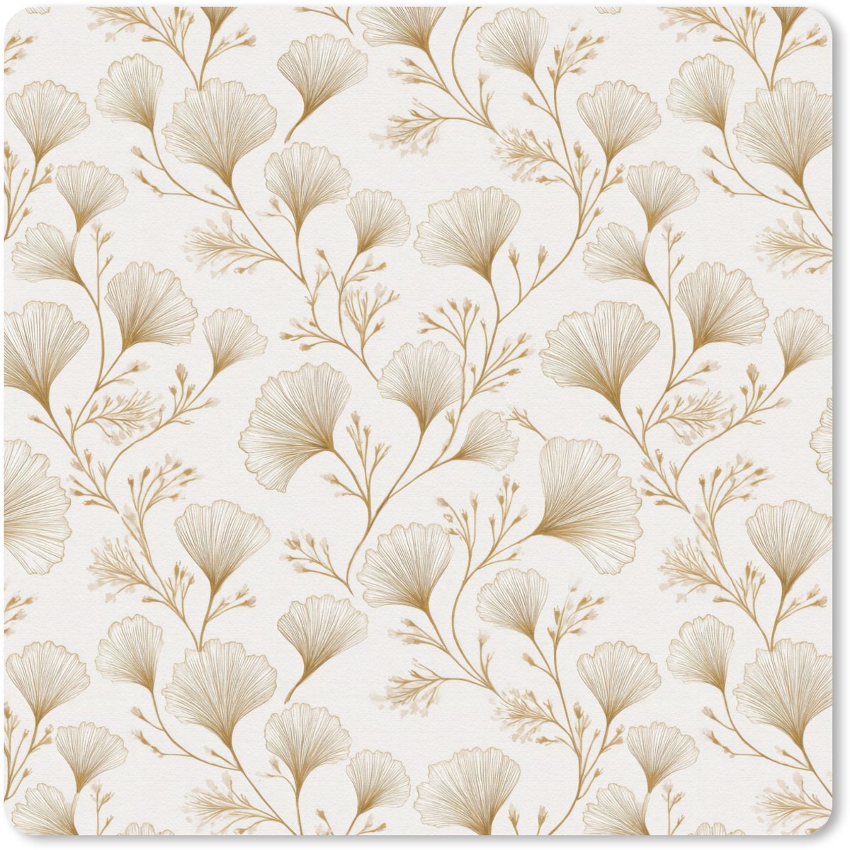 Muismat 30x30 cm - Mousepad Ginkgo - Takken - Goud - Muismatten