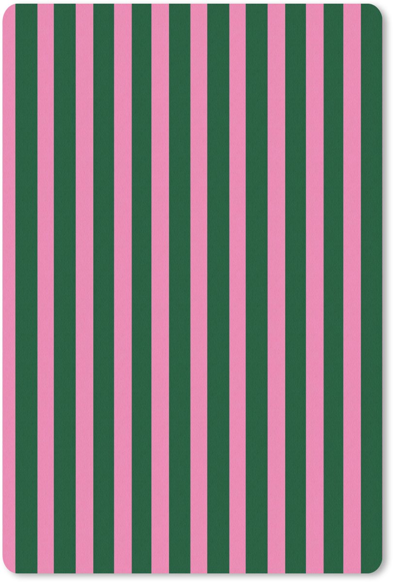 Muismat 13x20 cm - Mousepad Verticale strepen - Groen - Roze - Muismatten