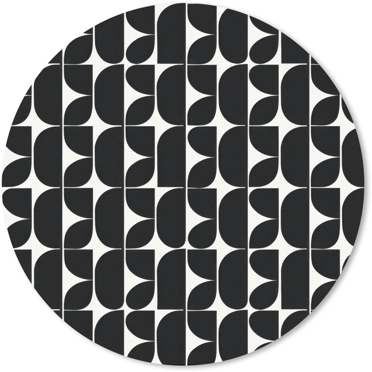 Muismat rond 40x40 cm - Mousepad Modern - Geometrisch - Zwart - Ronde muismatten
