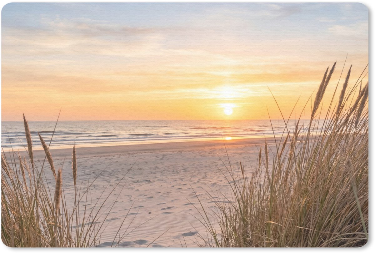 Muismat 13x8 cm - Mousepad Zonsondergang - Duinen - Zee - Muismatten