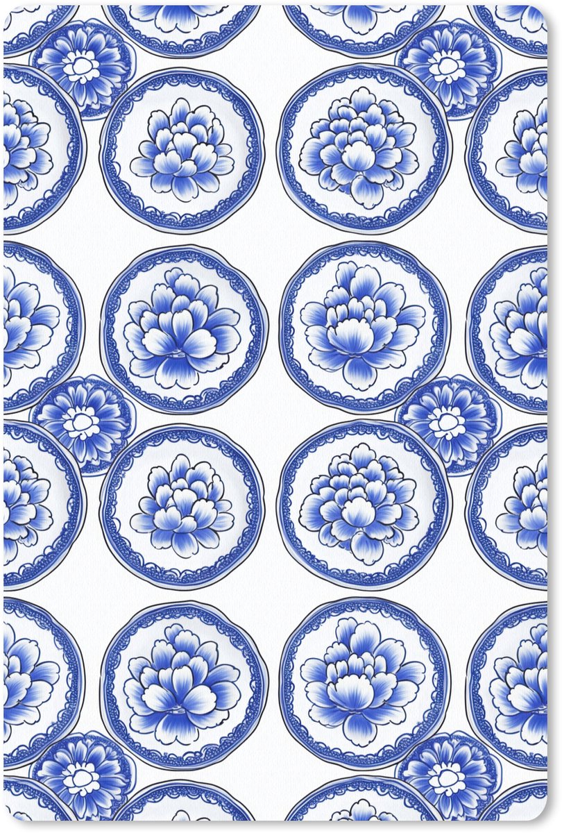 Muismat 13x20 cm - Mousepad Cirkels - Bloemen - Blauw - Muismatten