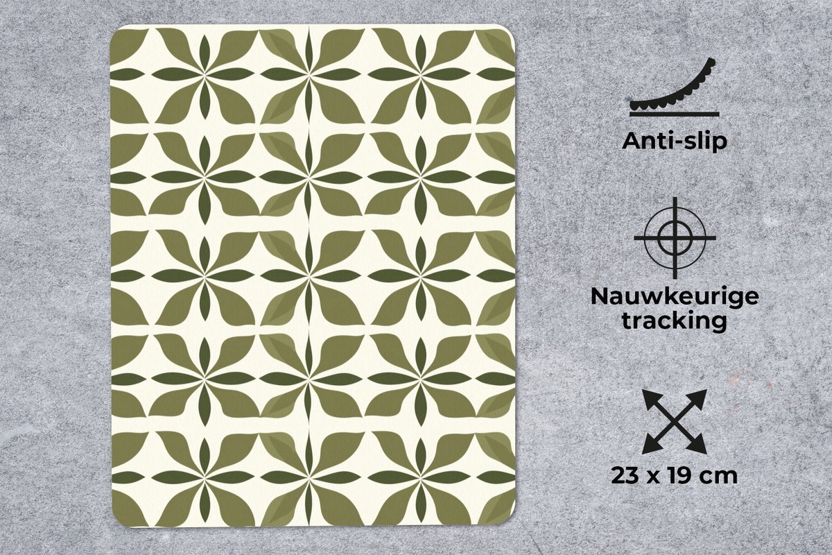 Muismat 12x16 cm - Mousepad Botanisch - Retro - Groen - Muismatten