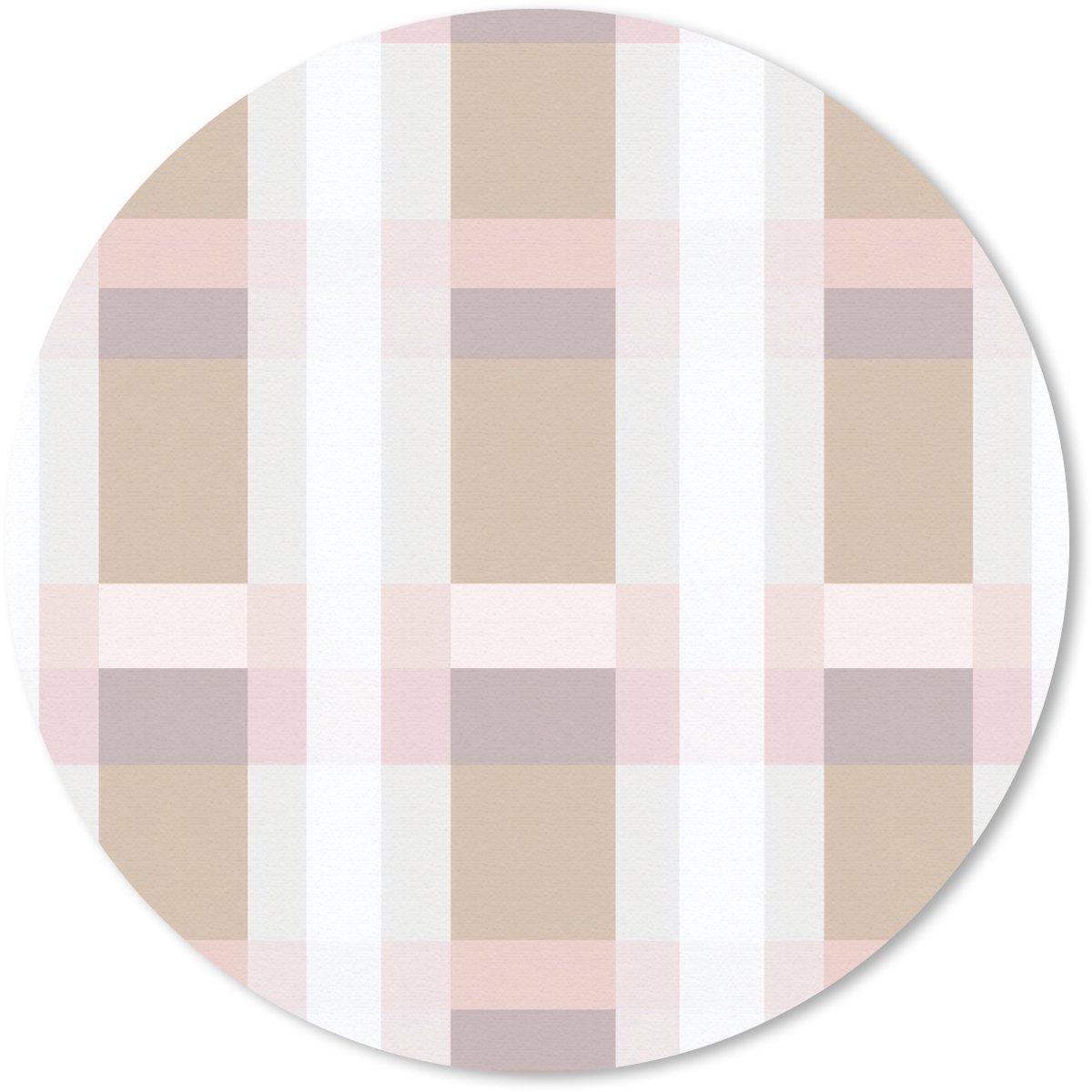 Muismat rond 50x50 cm - Mousepad Ruitpatroon - Aardetinten - Minimalistisch - Ronde muismatten
